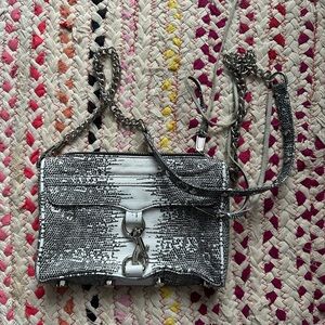 Rebecca Minkoff MAB shoulder bag with abstract snake print and silver studs